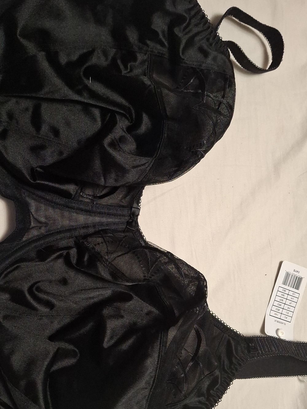 Elomi Black Satin Full-Cup Bra with Support